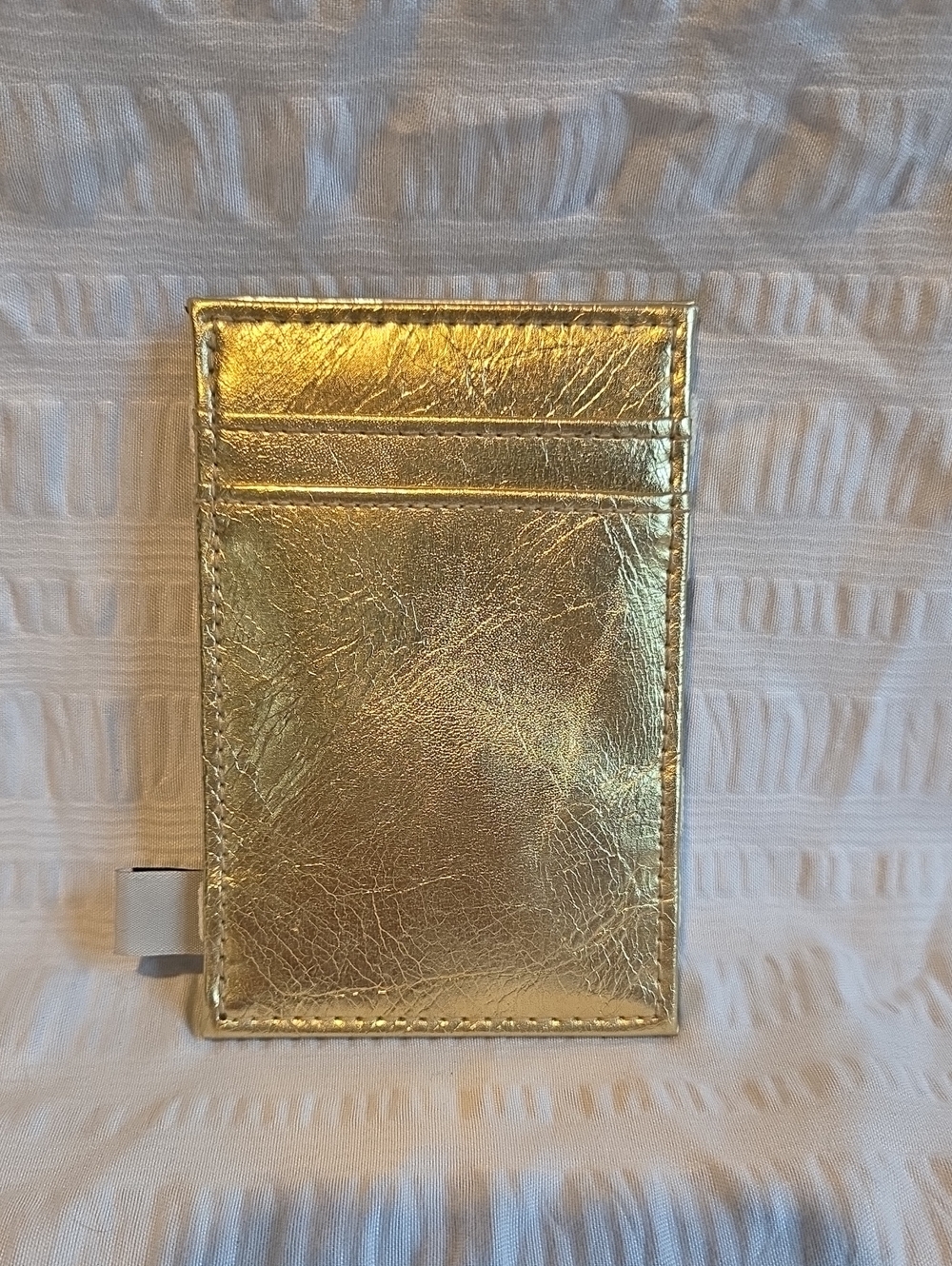 NWT Calvin Klein Crinkle Metallic Magic Wallet Card Case Silver/Gold